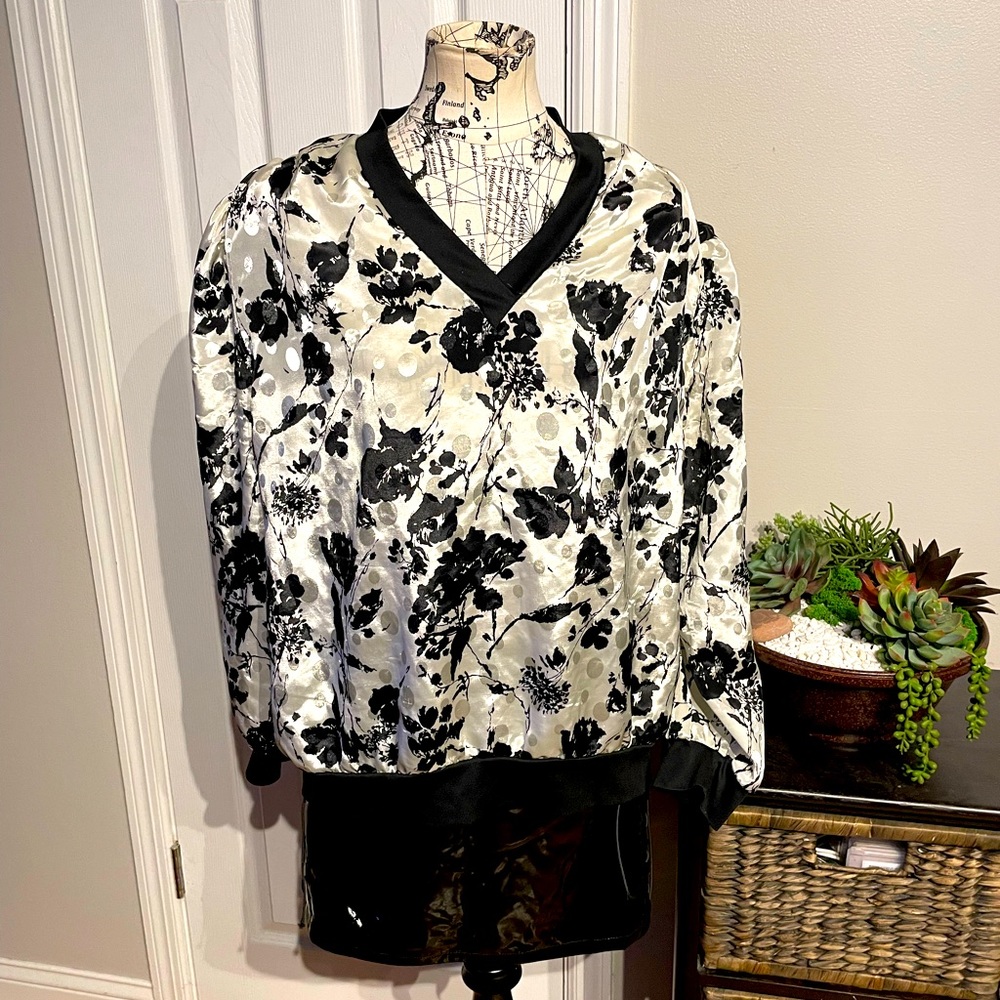 Vintage Floral Shiny Oversized Satin Poplin Coastal Coquette Western Whimsgoth
